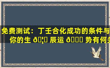 免费测试：丁壬合化成功的条件与你的生 🦟 辰运 🐒 势有何关联